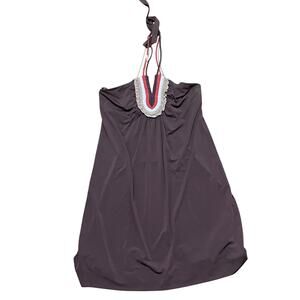BCBGMaxazria‎ Vintage Y2K Women's M Brown Tie Ruffle Halter Shift Mini Dress NWT